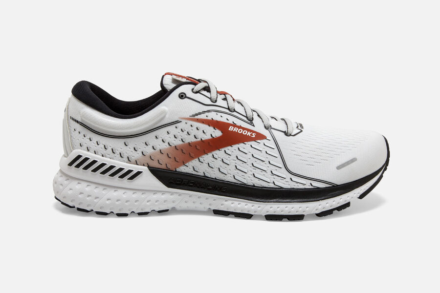 Brooks Adrenaline GTS 21 Road Running Shoes Mens - White/Black/Orange - SHONQ-0495